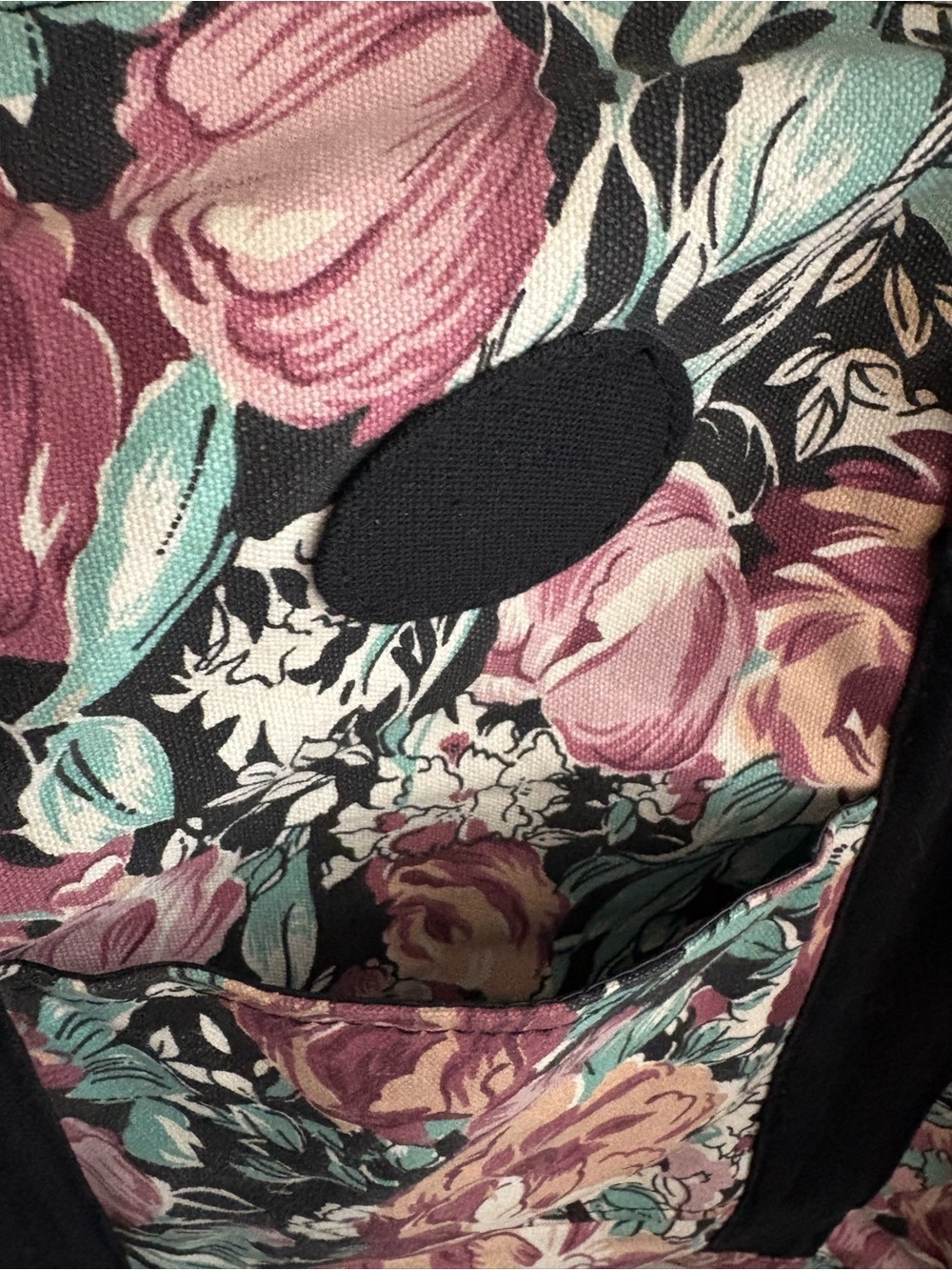 Vintage Style Floral Weekender Tote Bag in Pink and Black - Picture 3 of 7